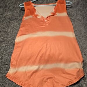 Source Unknown Tangerine and Cream Striped Tank Top